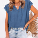 Small Blue Ruffled Sleeve Drawstring Top