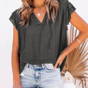 Small Gray Ruffled Sleeve Drawstring Top