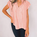 Small Pink Ruffled Sleeve Drawstring Top