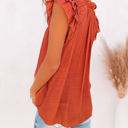 Small Red Ruffled Sleeve Drawstring Top