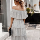 Small White Off the Shoulder Dotted Tier Dress