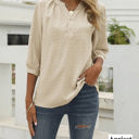 Medium Apricot Half Sleeve Buttoned Dotted Top