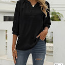 Large Black Half Sleeve Buttoned Dotted Top