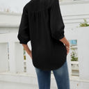 Small Black Half Sleeve Buttoned Dotted Top