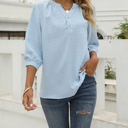 Small Blue Half Sleeve Buttoned Dotted Top