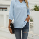 Small Blue Half Sleeve Buttoned Dotted Top