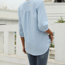 Small Blue Half Sleeve Buttoned Dotted Top