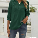 Large Dark Green Half Sleeve Buttoned Dotted Top