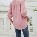 Small Light Pink Half Sleeve Buttoned Dotted Top