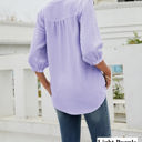 Large Light Purple Half Sleeve Buttoned Dotted Top