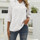 Large White Half Sleeve Buttoned Dotted Top