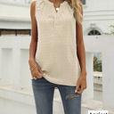 Medium Apricot Sleeveless Buttoned Dotted Top