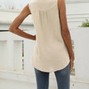 Small Apricot Sleeveless Buttoned Dotted Top