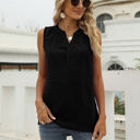 Medium Black Sleeveless Buttoned Dotted Top