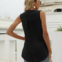 Small Black Sleeveless Buttoned Dotted Top