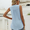 Small Blue Light Sleeveless Buttoned Dotted Top