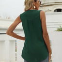 Medium Green Sleeveless Buttoned Dotted Top