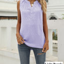 Medium Light Purple Sleeveless Buttoned Dotted Top