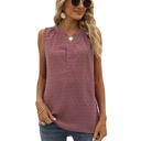 Medium Mauve Pink Sleeveless Buttoned Dotted Top