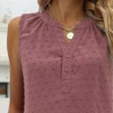 Small Mauve Pink Sleeveless Buttoned Dotted Top