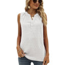 Small White Sleeveless Buttoned Dotted Top