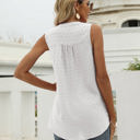 Small White Sleeveless Buttoned Dotted Top