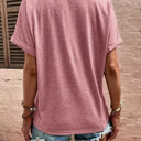 Small Pink Buttoned V Neck Cuffed Sleeve Top