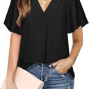 Small Black Butterfly Sleeve Pleated Top