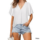 Small White Butterfly Sleeve Pleated Top