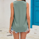 Small Green Pleated Eyelet Textured Sleeveless Top