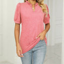  Ruffled Neck Doll Sleeve Tunic Top