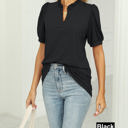 XXL Black Ruffled Neck Doll Sleeve Tunic Top