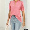 Large Pink Ruffled Neck Doll Sleeve Tunic Top