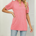 Small Pink Ruffled Neck Doll Sleeve Tunic Top