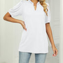 Small White Ruffled Neck Doll Sleeve Tunic Top