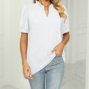 Small White Ruffled Neck Doll Sleeve Tunic Top