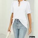 XXL White Ruffled Neck Doll Sleeve Tunic Top