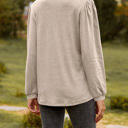 Small Apricot Long Sleeve Ruffled Henley Top