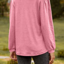 Small Pink Long Sleeve Ruffled Henley Top