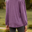 Small Purple Long Sleeve Ruffled Henley Top