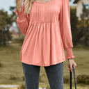 Small Pink Pintuck Pleated Smocked Long Sleeve Top