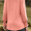 Small Pink Pintuck Pleated Smocked Long Sleeve Top