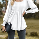 Small White Pintuck Pleated Smocked Long Sleeve Top