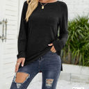 Large Black Pocket Heather Long Sleeve Top