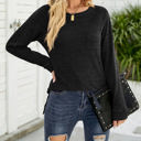 Large Black Pocket Heather Long Sleeve Top