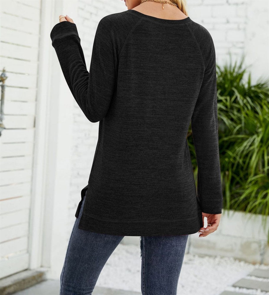 Pocket Heather Long Sleeve Top