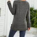 Large Dark Gray Pocket Heather Long Sleeve Top