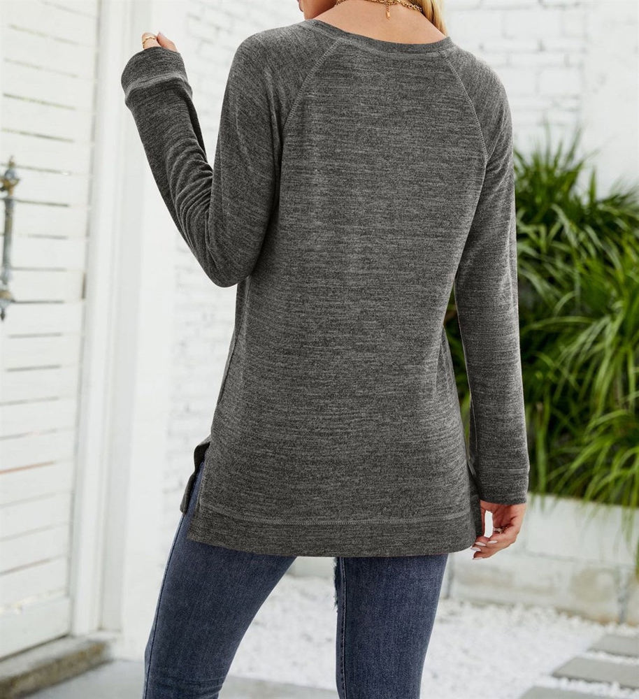 Pocket Heather Long Sleeve Top