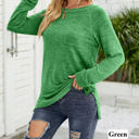 Large Green Pocket Heather Long Sleeve Top