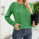 Large Green Pocket Heather Long Sleeve Top